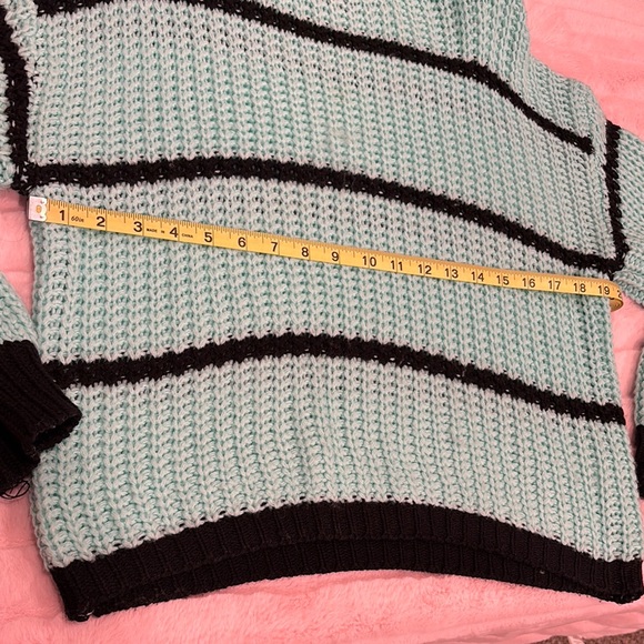 Mint Green and Black Striped Sweater - Picture 7 of 8